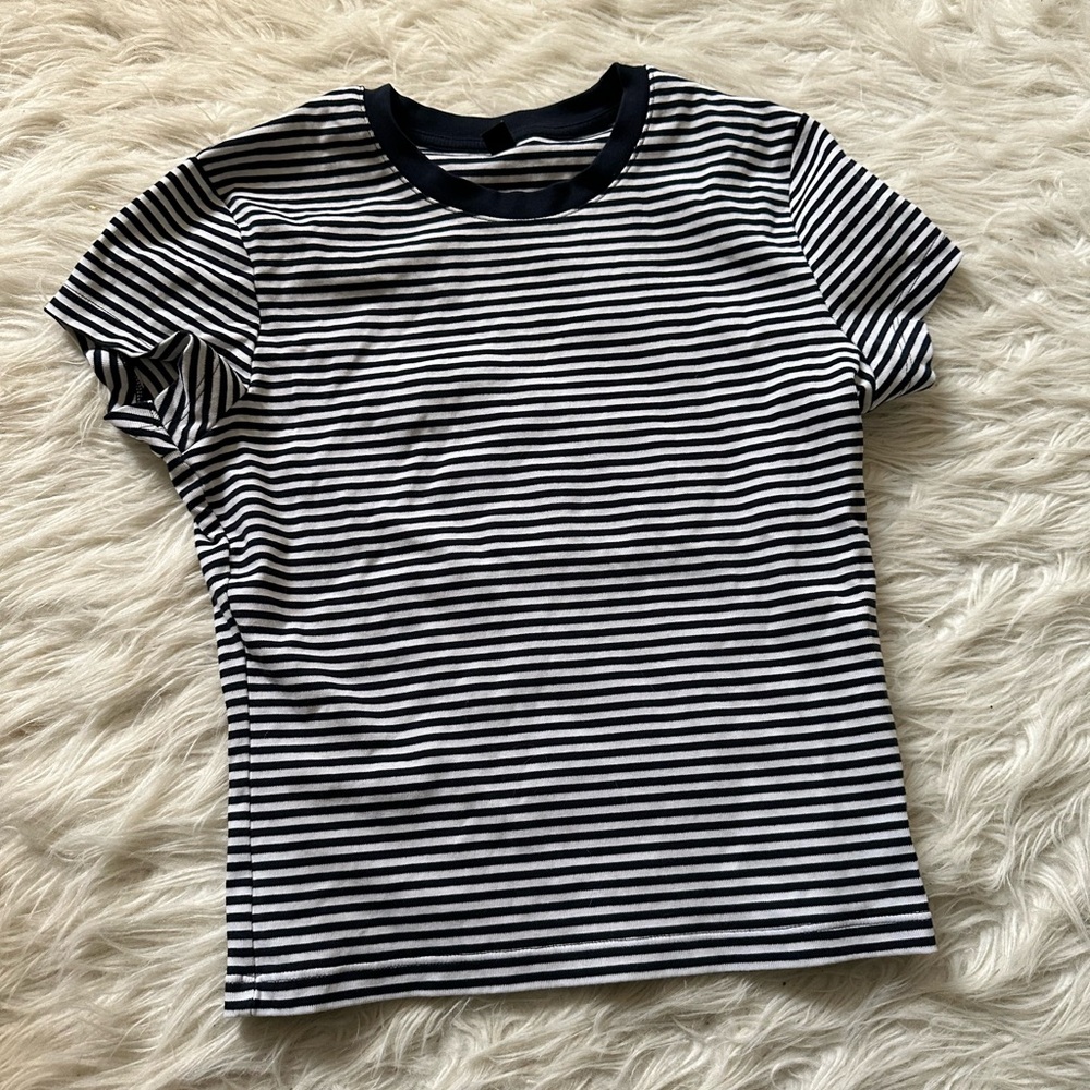 Uniqlo Navy and White Striped Tee